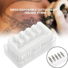 Pro 20pcs Trays Clear Disposable DGT Plastic Tattoo Cartridge Needle Holder Stand for Tattoo Needles Inks Body Make up Needles