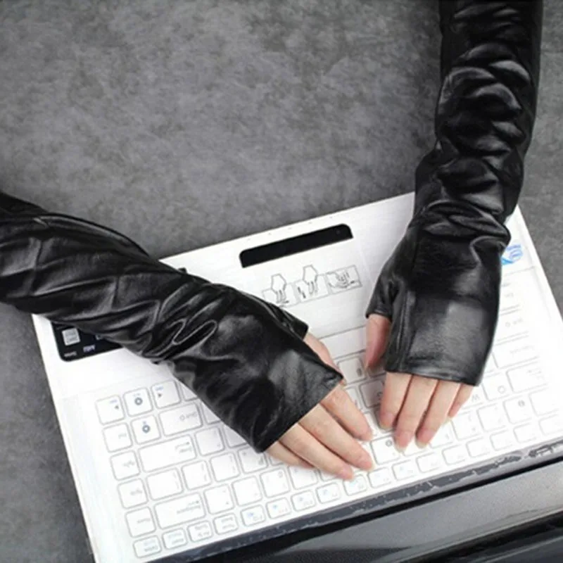 TWOTWINSTYLE, длинные перчатки из искусственной кожи, женские черные перчатки с дырками,, весенние женские перчатки, аксессуары, модная новинка