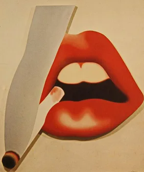 

Handmade painting Pop art red lip with smoke on oil canvas for home dedor and wallpaper
