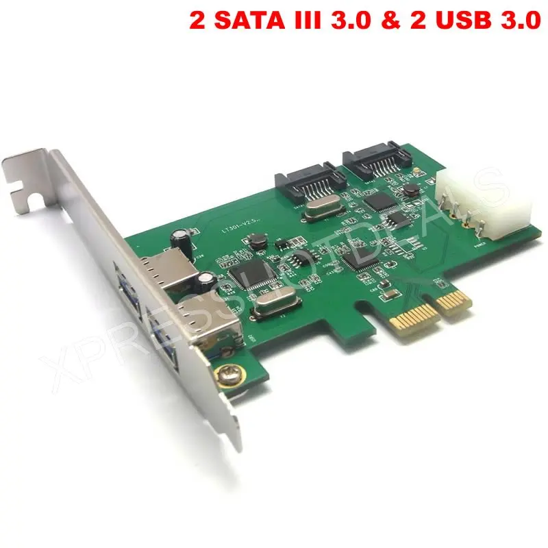 Адаптер-адаптер PCI-E PCI Express 2 SATA III 3,0 и 2 USB 3,0