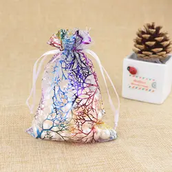 100 шт. 7x9 см (2,75 "x 3,54") белый Coralline тянущаяся органза мешочек Ювелирные изделия подарок конфеты Свадебная вечеринка любимые пакеты