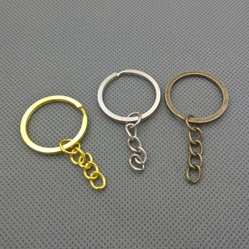 

20X 28mm Key ring with 26mm extend chain gold color dull silver color bronze color jewelry findings accessories jump ring