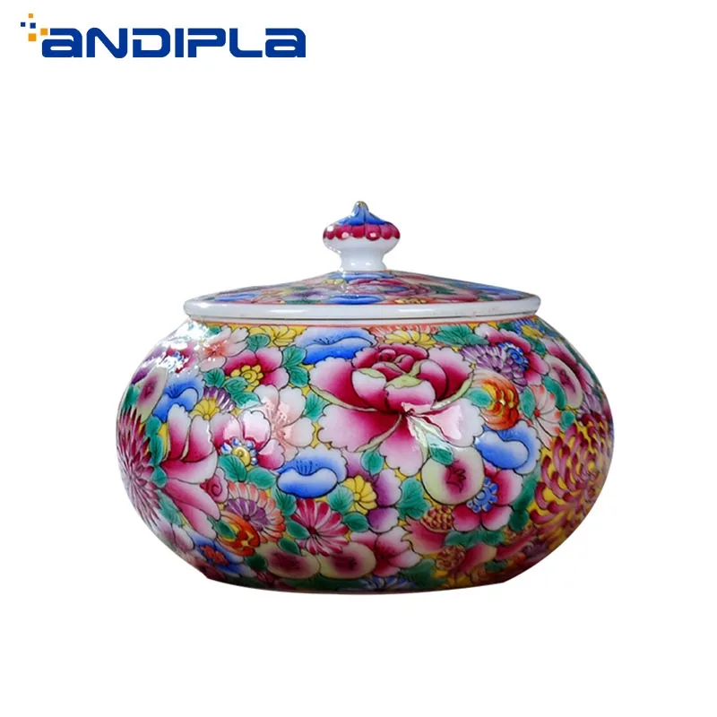

Jingdezhen Boutiques Famille Rose Porcelain Tea Cans Canister Kung Fu Tea Set Candy Storage Spices Sealed Jar Coffee Sugar Pot