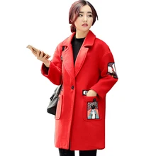 Новинка года; зимнее шерстяное пальто в Корейском стиле для девочек; длинное шерстяное пальто в Корейском стиле