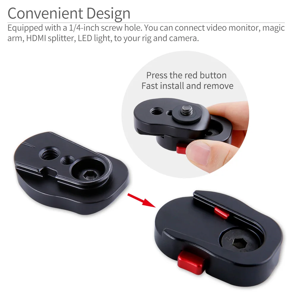 FEELWORLD Quick Plate for LCD/Camera Field Monitor and Articulating Arm Camera Rig with 1/4 Inch Screw Hole and Small 4K Monitor