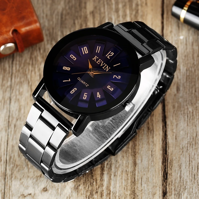 Black Steel Watch Men KEVIN Brand Casual Japan Quartz Watches Man Woman Crystal Purple Red Hours Clock Male Ladies Wrist Watches 2019 (6)
