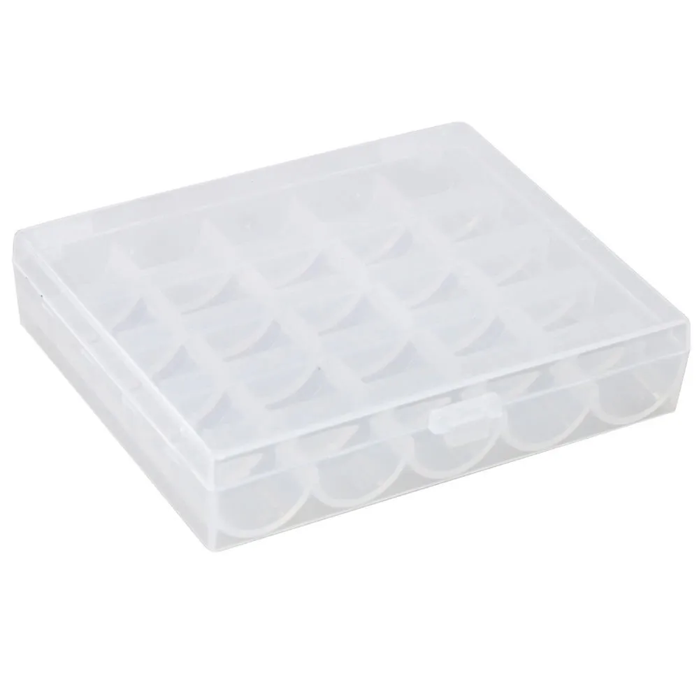 

Plastic Box 25 Bobbins Spool Case Storage Box Case clear organizer a803 26