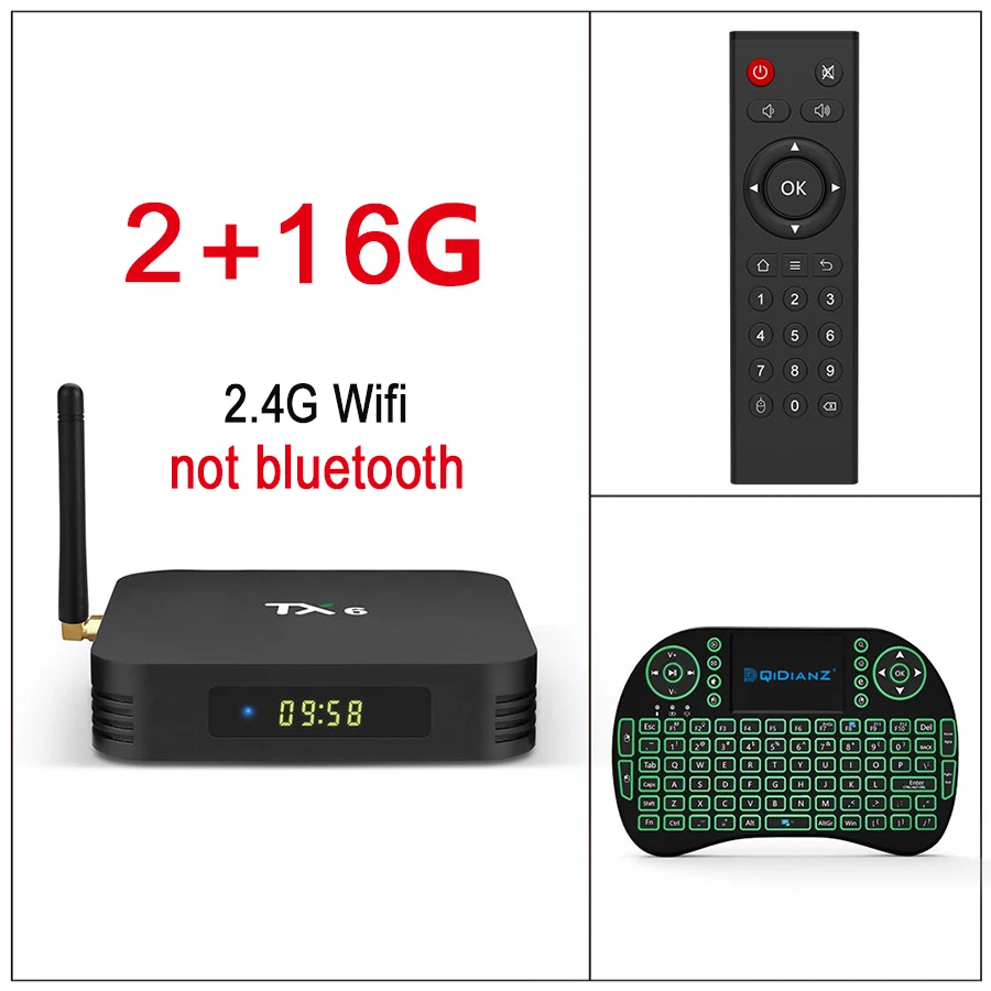 Android 9,0 Smart tv BOX Allwinner H6 четырехъядерный BT 4,0 USB 3,0 Wifi 2,4G/5G 4K HD медиаплеер телеприставка TX6 VS HK1 MAX MINI - Цвет: 2g16g kb