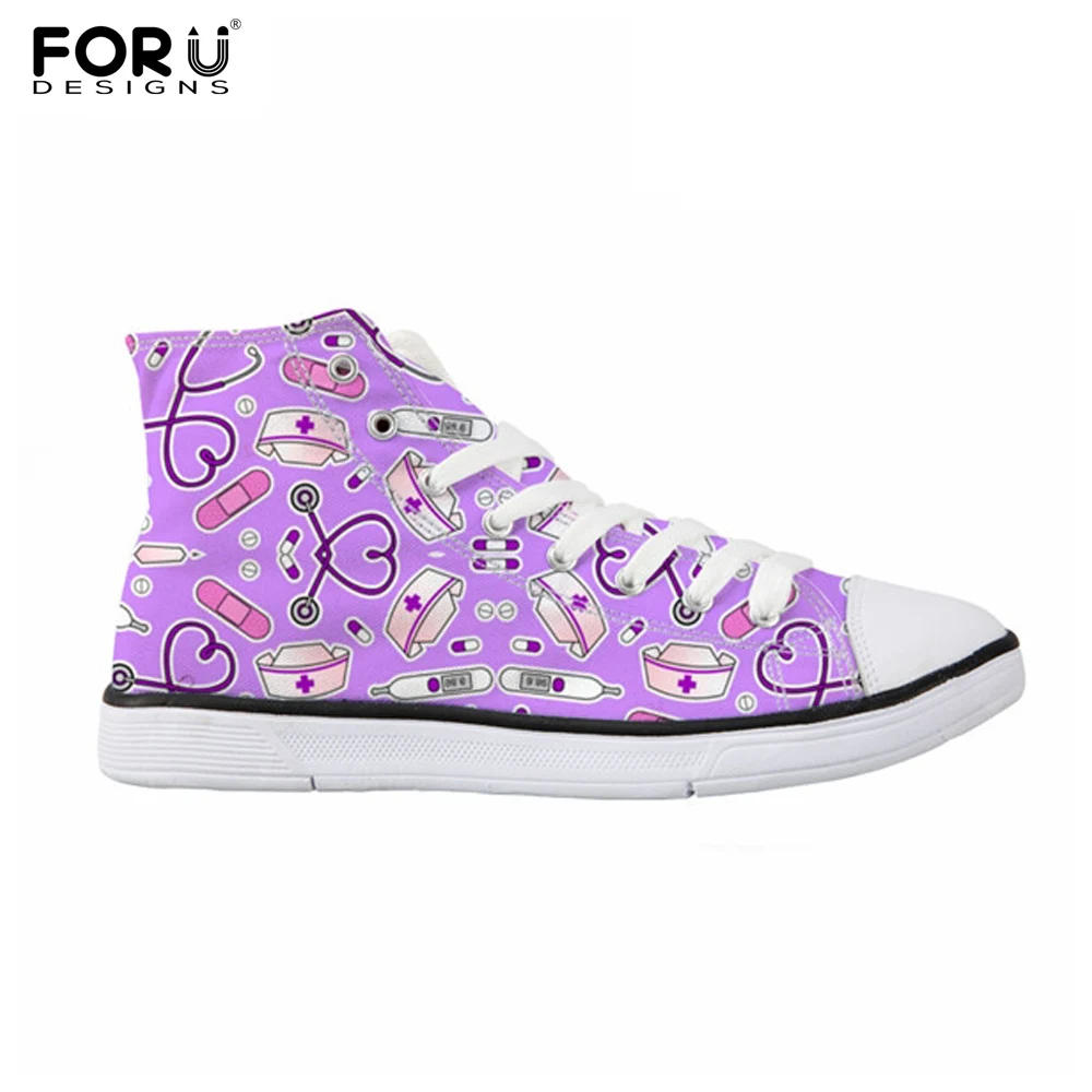 

FORUDESIGNS Fashion Sneakers Women 2018 Flats Female Vulcanize Shoes High Top Canvas Nurse Shoe for Woman Casual Sapato Feminino
