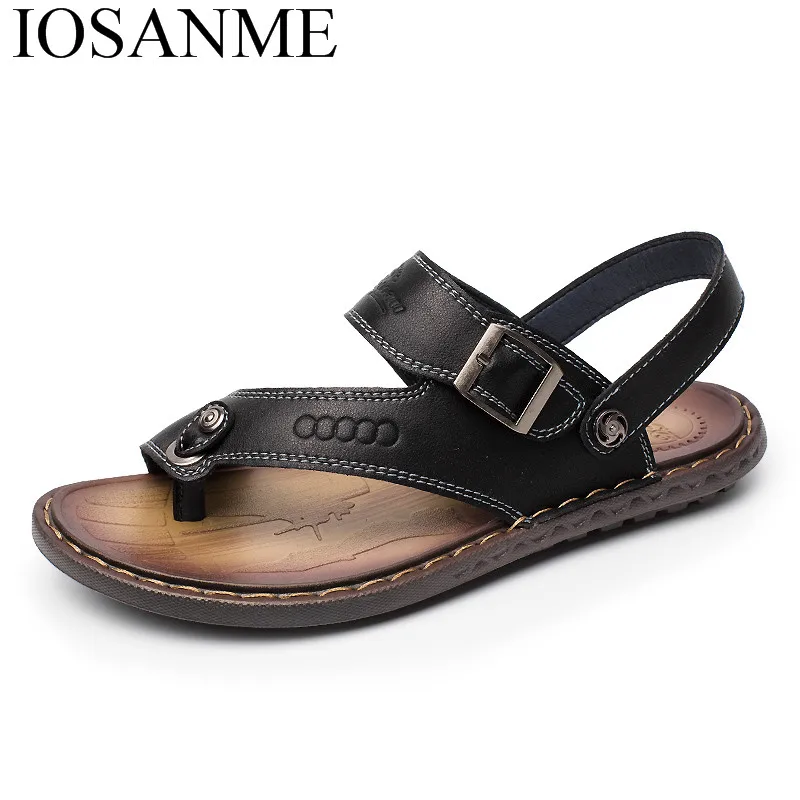 

luxury italian brand men classic 2018 male footwear designer casual leisure slides sandals leather beach summer sandals for men