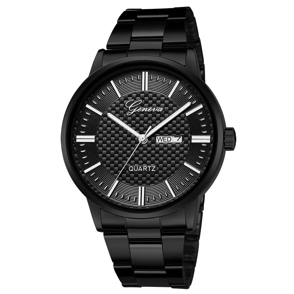 

Luxury Quartz Sport Military Stainless Steel Dial Leather Band Wrist Watch Luxury ladies watch Geneva 675 steel with black gold