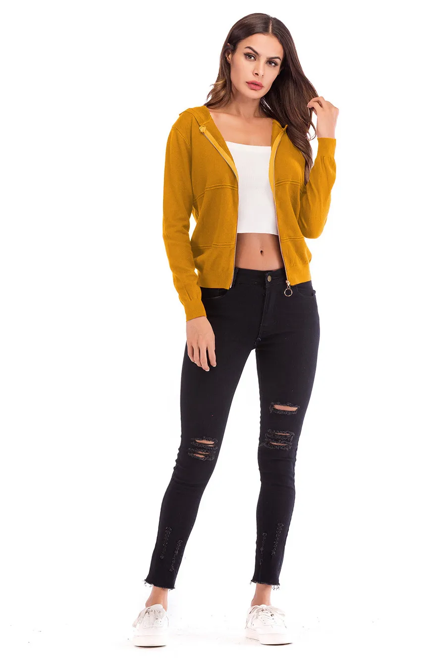 Gladiolus 2018 Knitted Women Autumn Coat Long Sleeve Winter Red Slim Zipper Hooded Women Jacket Fashion Ladies Coats Outerwear (19)