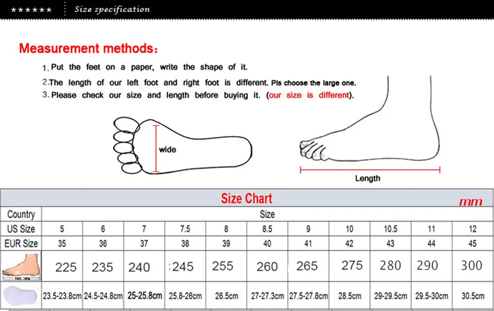 women-men shoes size