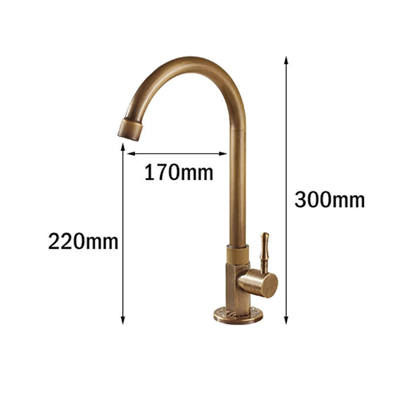 Античный латунный только холодный кухонный кран Античная бронзовая отделка латунный кран для раковины с одной ручкой высококачественный кухонный кран