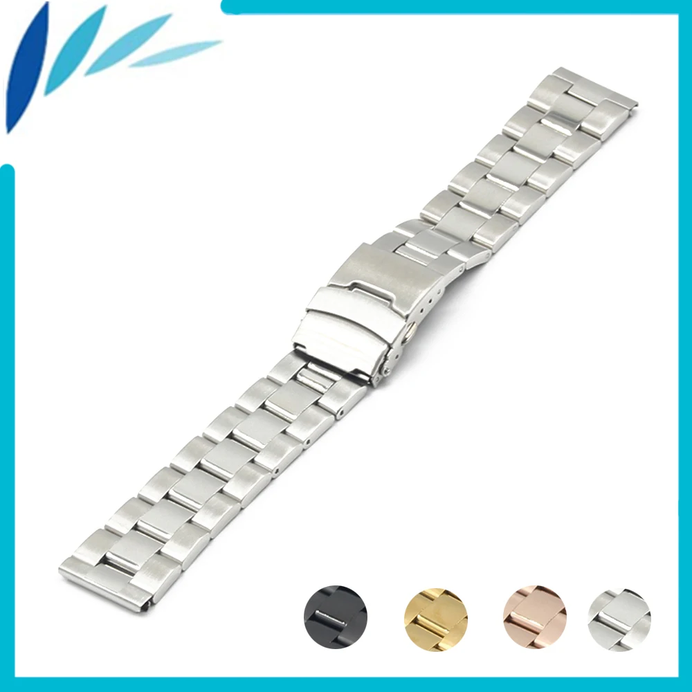 Stainless Steel Watch Band 18mm 20mm 22mm for CK Calvin Klein Safety Clasp Strap Loop Belt Bracelet Black Silver + Spring Bar