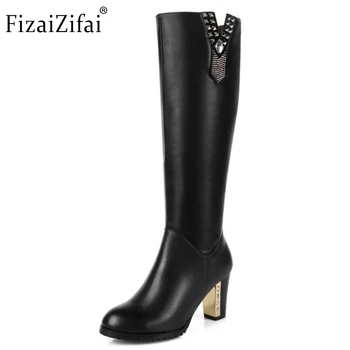 

size 31-45 women real genuine leather high heel over knee boots winter warm long boot riding quality sexy footwear shoes R8297