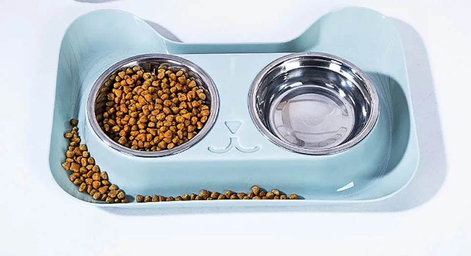 Cat Double Bowl High Quality Universal Pet Cat Feeder Teddy Food Bowl Stainless Steel Pet Supplies Cat Water Food Bowl