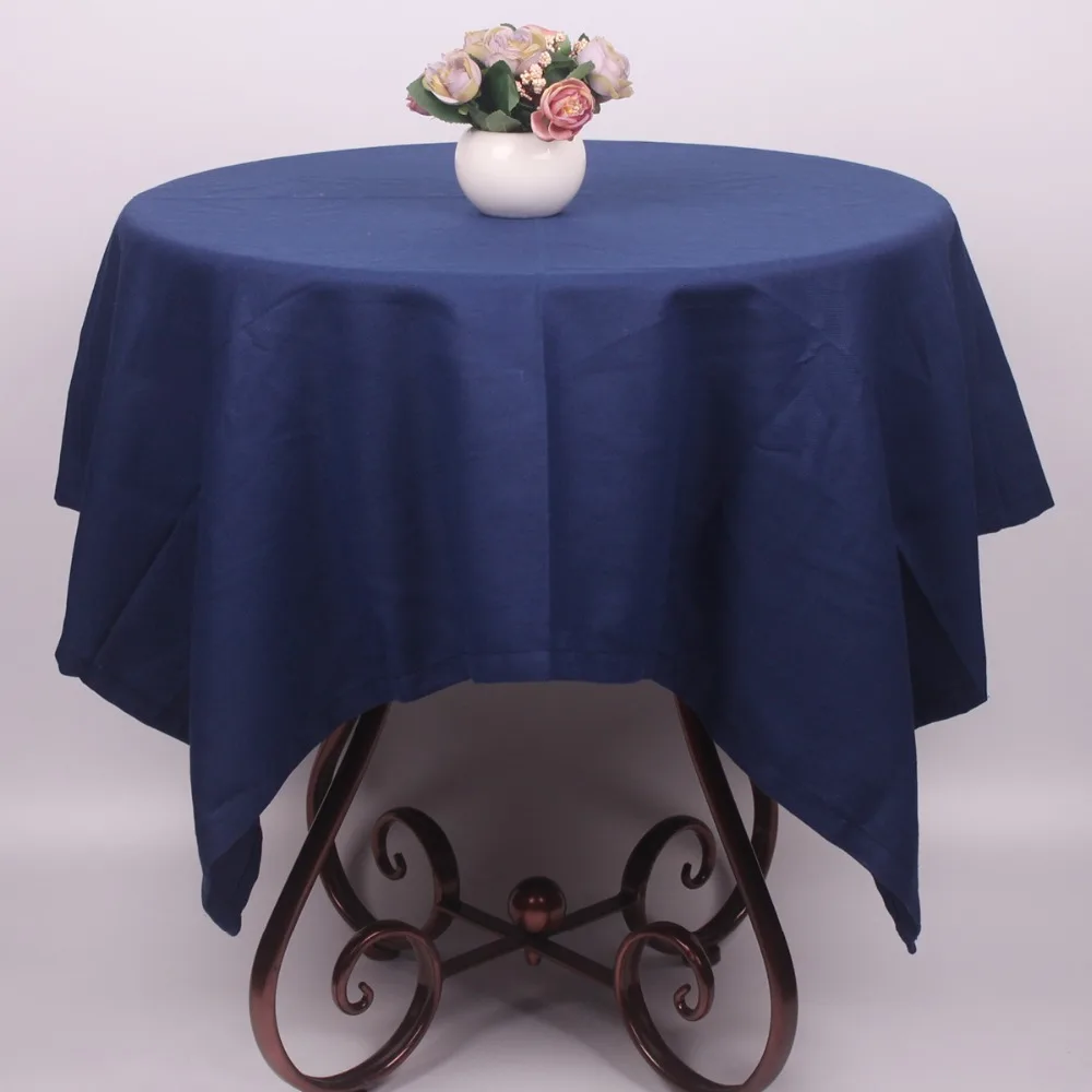 CURCYA Indigo Blue Cotton Tablecloth 55x78" Prussian Dark Blue Table