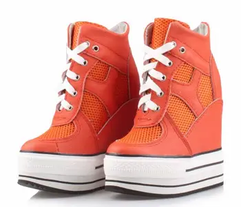 

Fashion Thick Bottom High Platform Women Snow Ankle Boots Genuine Leather Height Increasing 15 Cm Casual Shoes Wedges High Heels