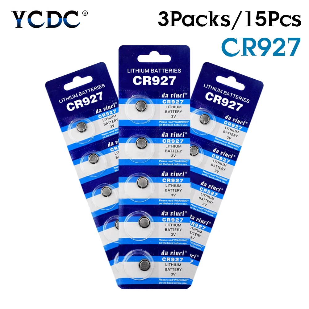 

YCDC 15pieces 927 DL927 BR927 BR927-1W CR927-1W 3 V CR927 Lithium Battery Remote Control Clock Watch Coin Cell Battery Replace