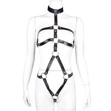 Adult Sex Products BDSM Game PU Bandage Open Breast Adjustable Punk Gothic Belt Erotic Flirting Sex Toy For Women