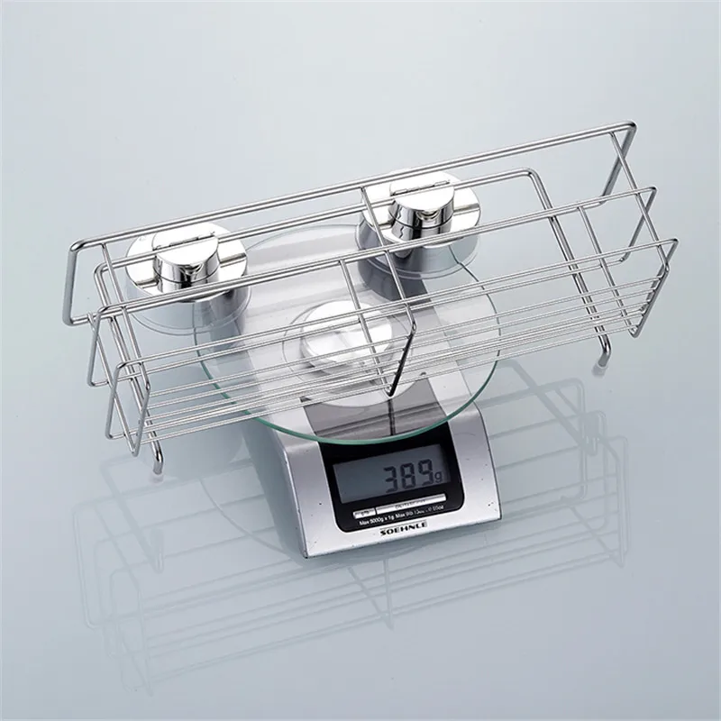 Stainless Steel Bathroom Shelves Bathroom Organizer Shower Wall Basket Shelf With Dual Strong Suction Cups Bathroom Accessories