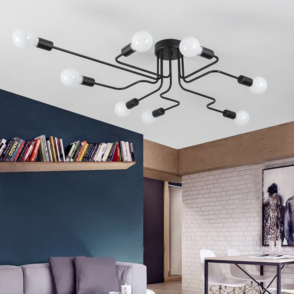  Creative Ceiling Lights 8 Heads Industrial Black Iron Ceiling Lamp Room Decor Lights Cafe Bar Resta - 32806919732