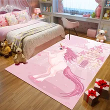 Розовый Единорог мультфильм спальня детское одеяло для ползания фланелевые принцессы Порошковые ковры для гостиной дома детская комната ковер и ковер