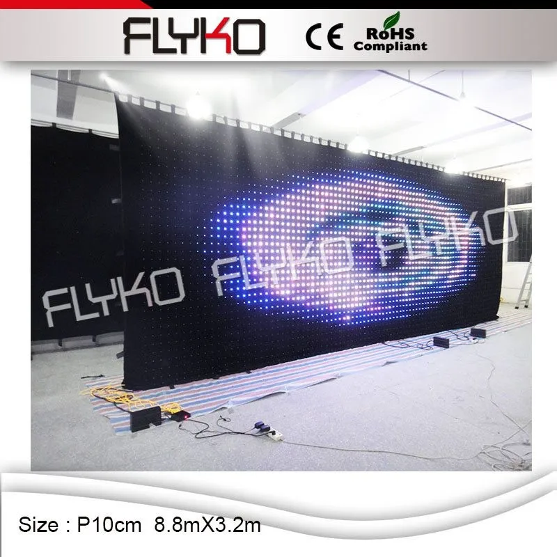 P10cm 8,8x3,2 м Высокое качество концертный сценический фон видео светодиодный настенный, крытый полноцветный гибкий светодиодный экран для видеостены