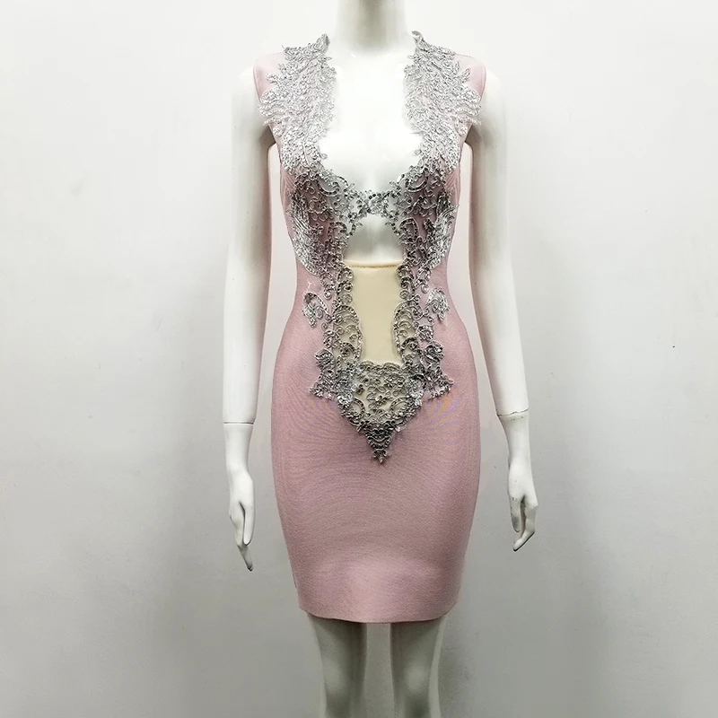 

2018 New Women black white Red pink burgundy vestido elegant dress V-Neck Bodycon Celebrity evening Party Bandage dresses