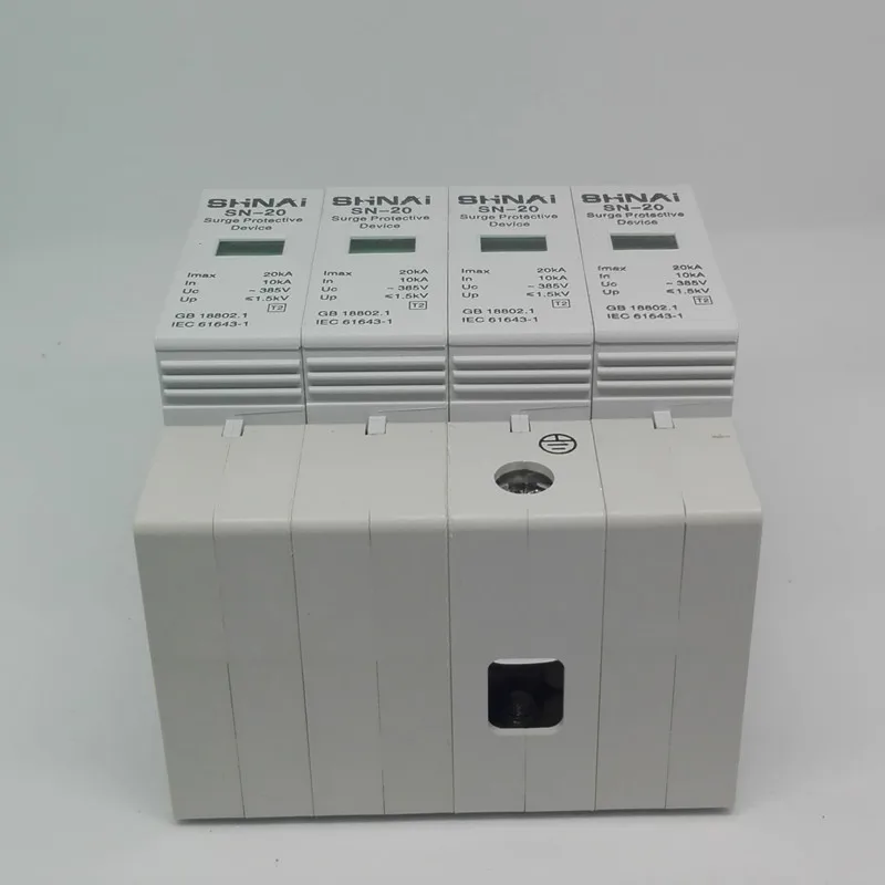 SPD 10KA-20KA 3 P+ N 4 P устройство защиты от перенапряжения Электрический стабилизатор напряжения D~ 385 в AC