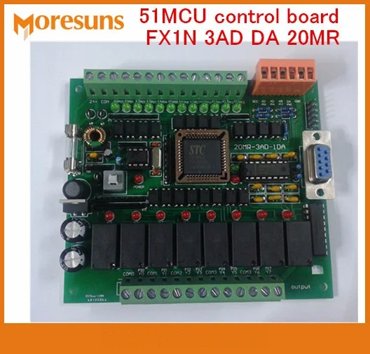 Быстро Бесплатная Доставка 5 шт./лот ПЛК промышленного управления доска 51MCU плата управления FX1N 3AD DA 20MR программируемый контроля