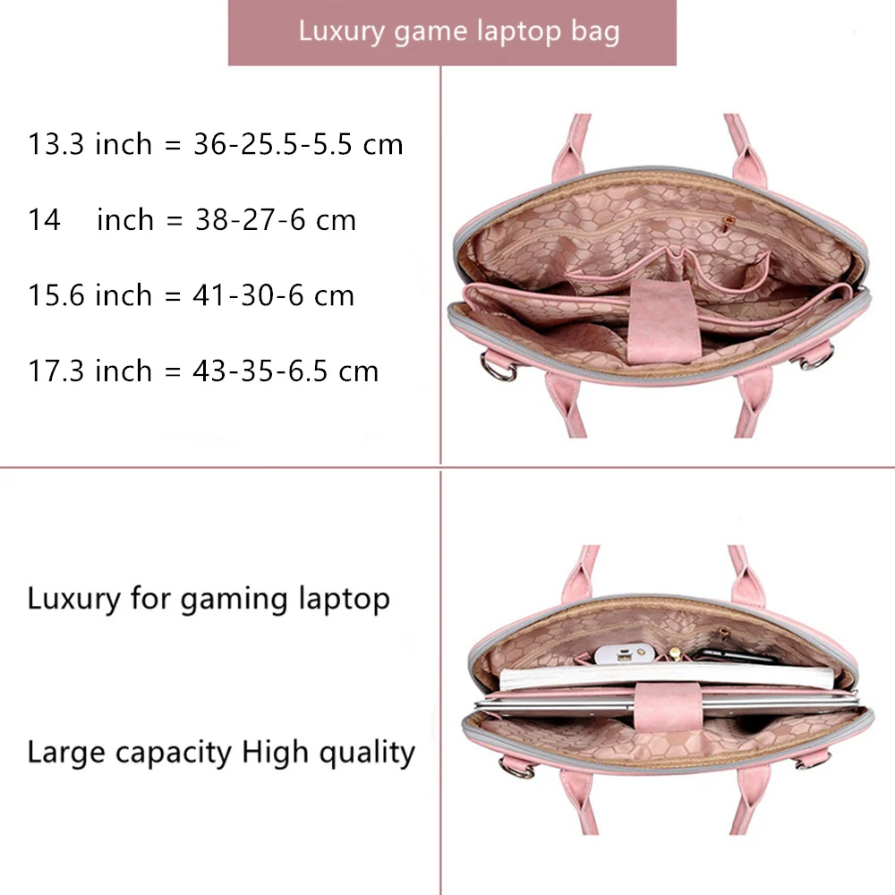 Fashion PU Leather Laptop bags for women 14 15 15.6 17.3 inch for macbook air 13 inch casual portable waterproof Notebook bag