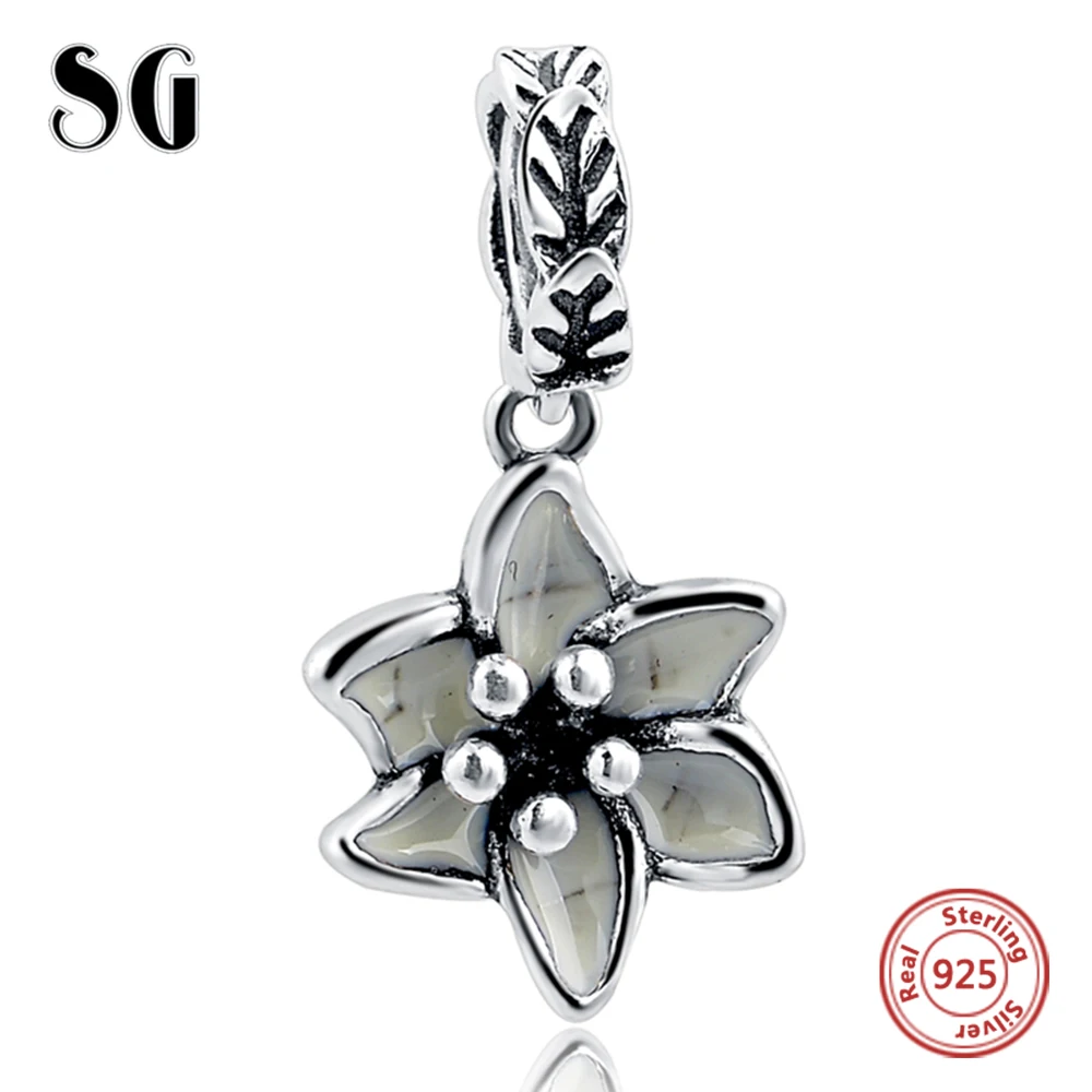 

Silver Galaxy Flower with Leaves Pattern Beads For Women Fit European Bracelet Charms Silver 925 Original Fashion Jewelry Gifts
