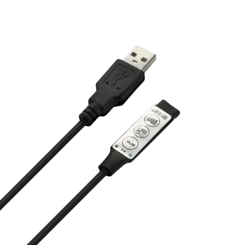 USB Светодиодная лента RGB контроллер DC 5V Красочные выключатели со светодиодным индикатором 3 ключа 4 Pin гнездовой разъем для светодиодной ленты RGB 19 динамических режимов