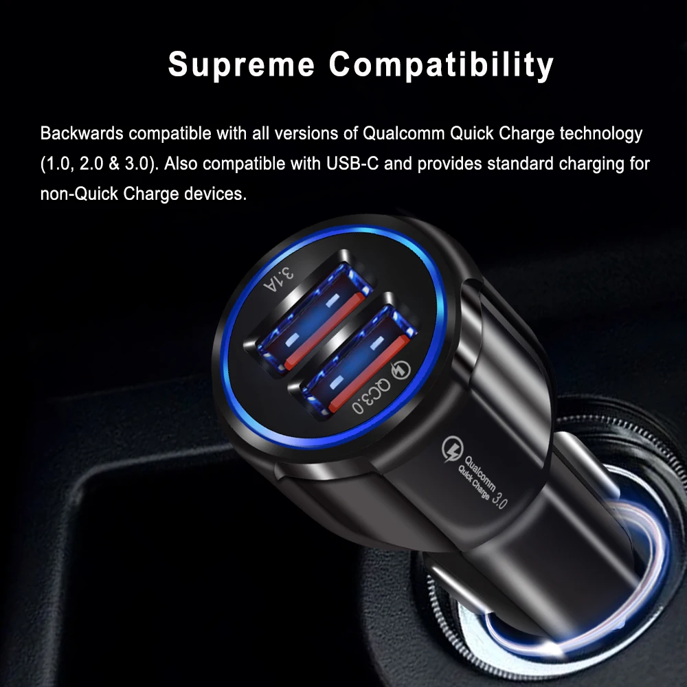 Автомобильное зарядное устройство A.S Quick Charge 3 0 USB для iPhone Samsung Xiaomi Huawei адаптер