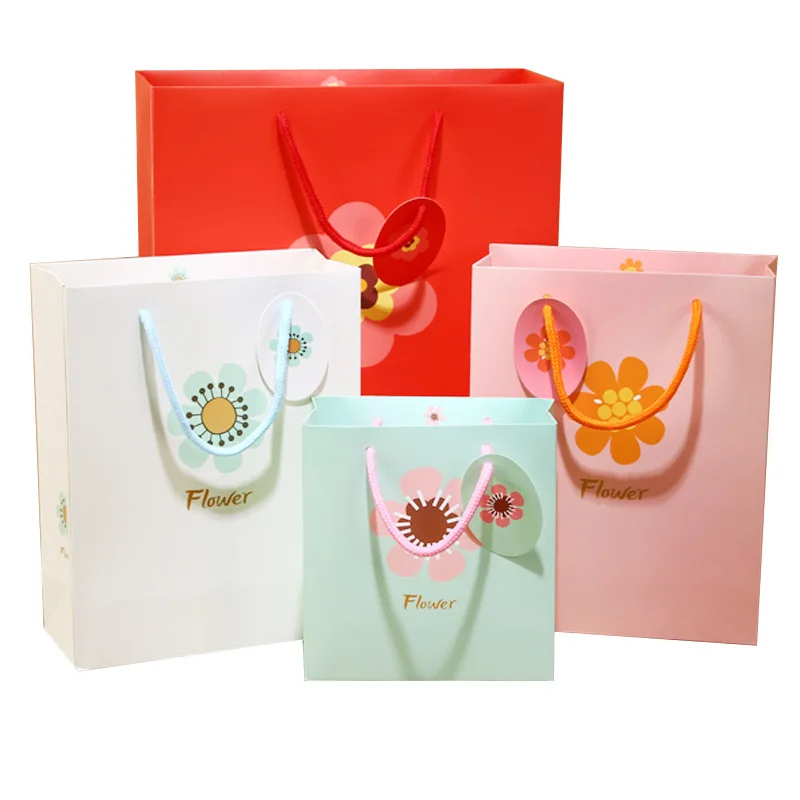 10pcs Small White Gift Bag with Handles Wedding Decoration Paper Bag