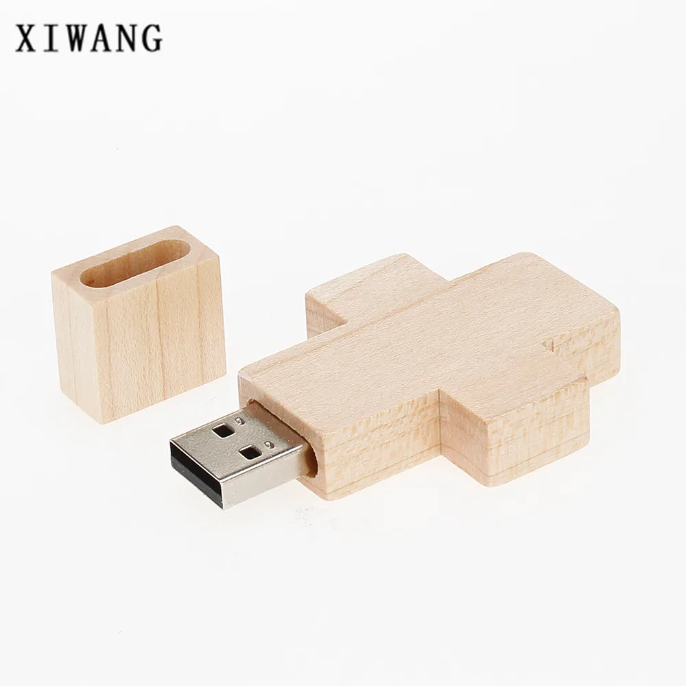 XIWANG LOGO custom usb memory stick wooden cross flash 