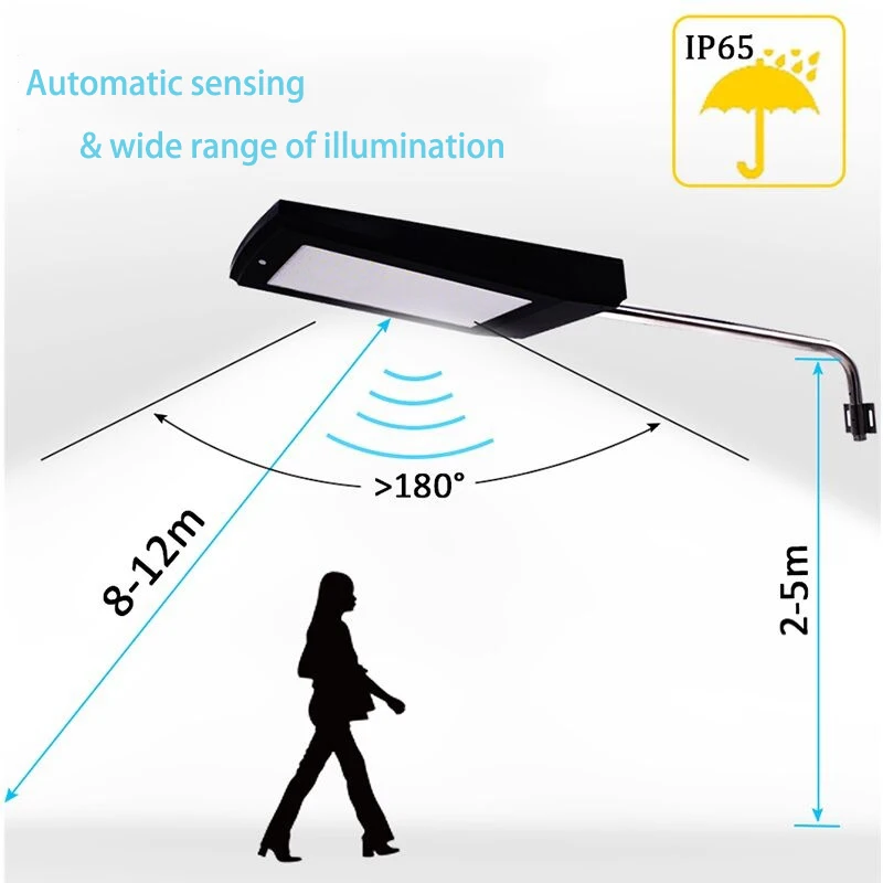 105 СВЕТОДИОДНЫЙ Уличный настенный светильник на солнечной батарее, водонепроницаемый светодиодный уличный светильник 15 Вт, датчик движения