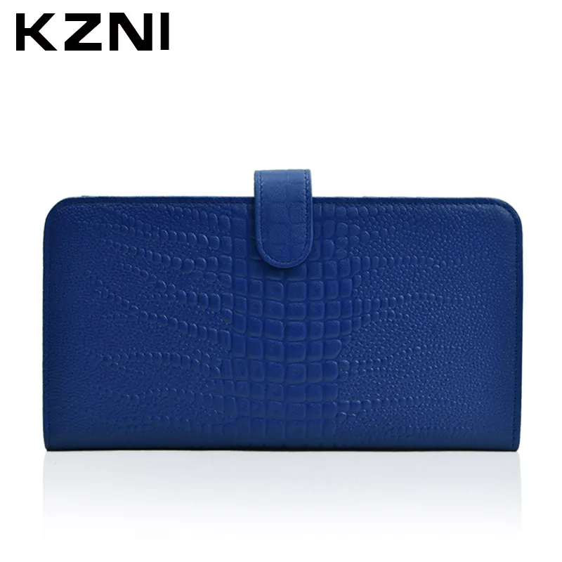 

KZNI Crocodile Women Genuine Leather Embossed Wallet Card Holder Credit Card Wallet Purse Porta Carte Di Creditoporte Carte 2116