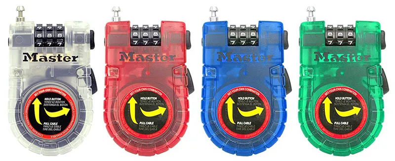 Master Lock 4605D Braided Steel Retractable Cable Lock 36in (90cm) Long Keyless Combination Code Bike Lock for Bags Loose Items (55)