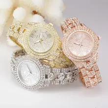 Luxe Femmes Dames Quartz Montre Fille Acier Inoxydable Strass Montre-Bracelet