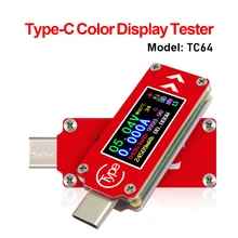 RD TC64 type-C цветной ЖК-дисплей USB Вольтметр Амперметр измеритель напряжения тока мультиметр батарея PD зарядное устройство USB Тестер