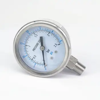 

0-2.5bar 1/8" BSPT Male 60mm Dial Pressure Gauge 304 Stainless Bar PSI N2 Steam Brewing Pneumatic Accuracy Class 2.5%