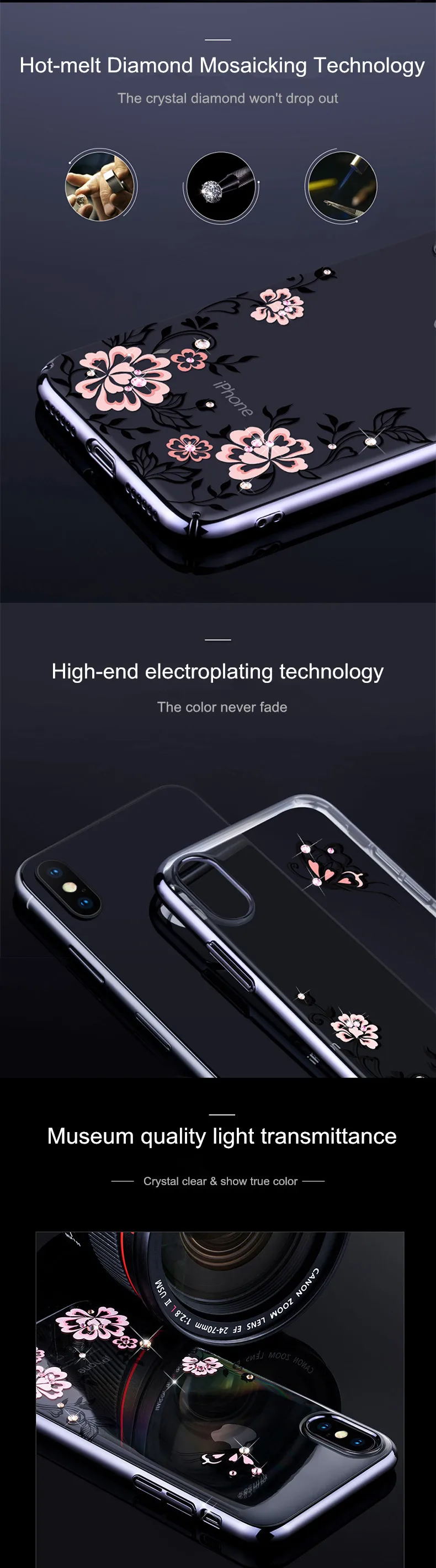 Crystal diamond case cover for iPhone X (1)
