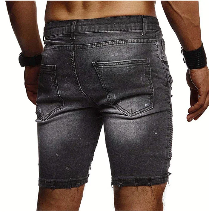 Летние джинсовые шорты модные потертые фактурные рваные шорты повседневные облегающие высококачественные однотонные мужские шорты размера плюс XXL