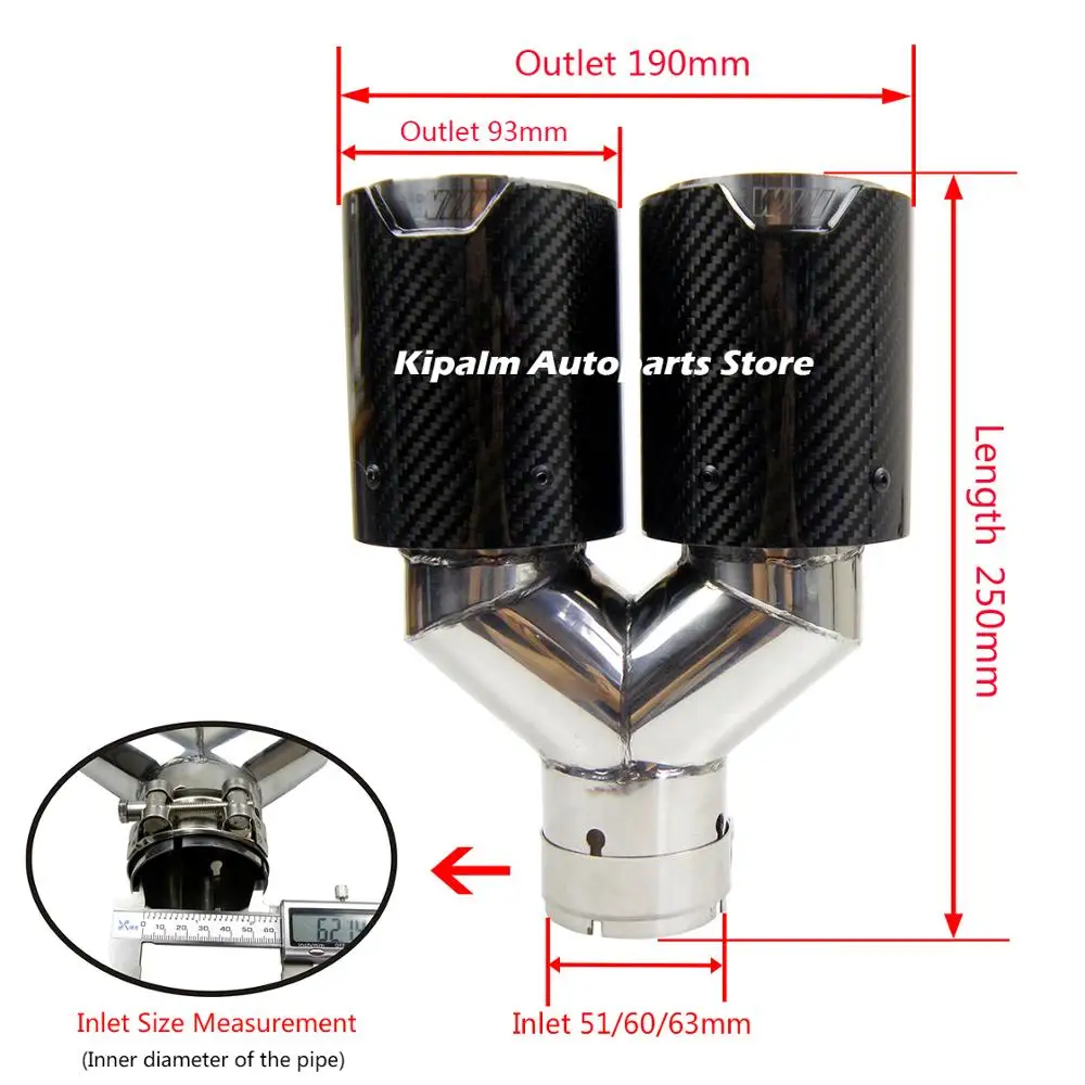 Двойное углеродное волокно+ 304 нержавеющая сталь Универсальный M производительность углеродное волокно выхлопные наконечники концевые трубы глушитель наконечники для BMW