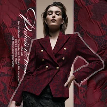 Новая атмосфера, вино, красный, мода, высокое качество, заказное трехмерное кружевное жаккардовое платье, полуюбка ветровка пальто ткань