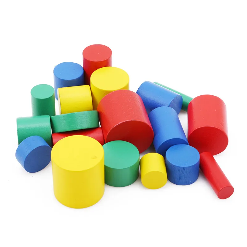 20 шт./компл. Montessori Детские игрушки Монтессори цилиндр блоки дошкольного обучающая игра, математические игрушки для детей ясельного возраста