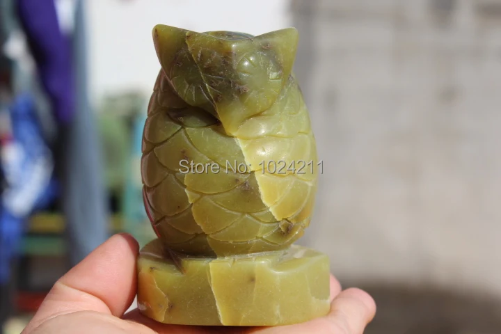 

417g Natural Lemon jade owl quartz crystal carving Night owl
